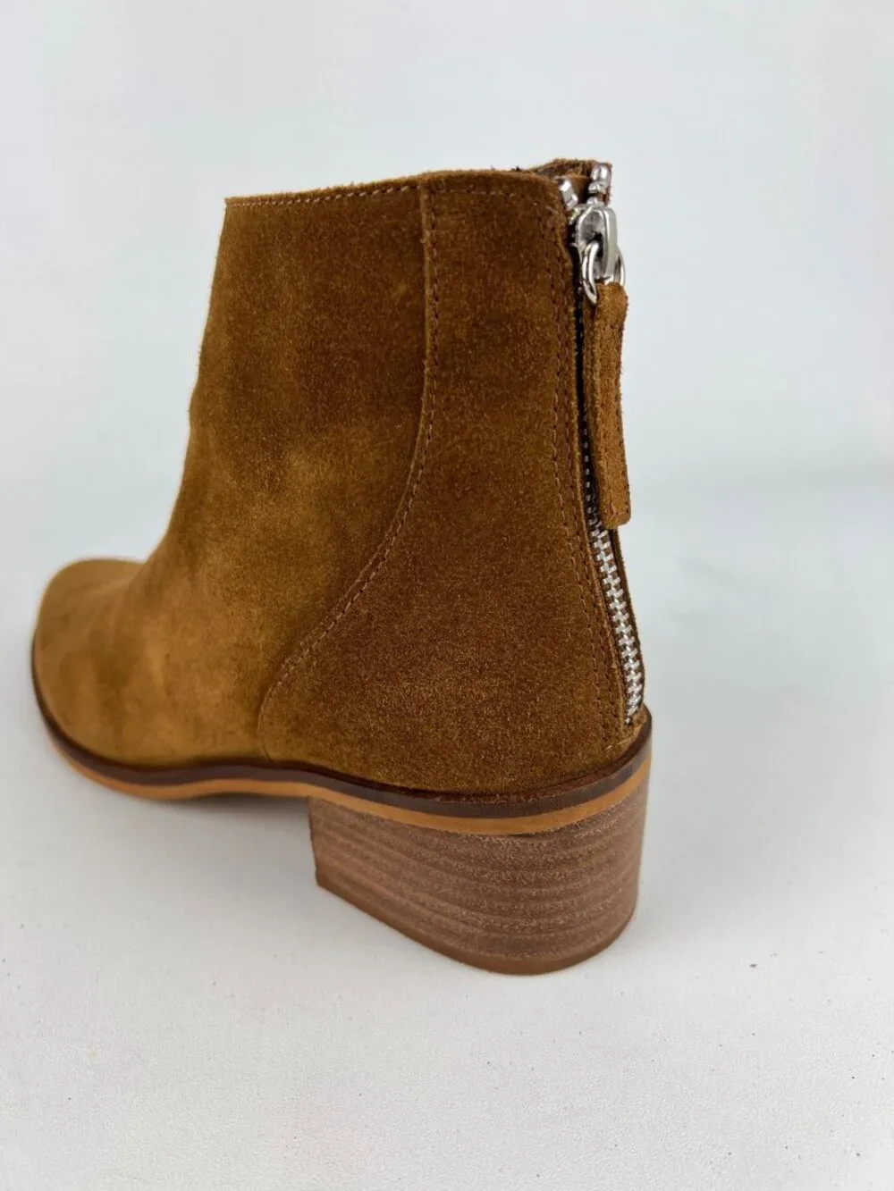 Steve Madden Womens Legally Ankle Boots Brown Suede Block Heel Back Zip size 7